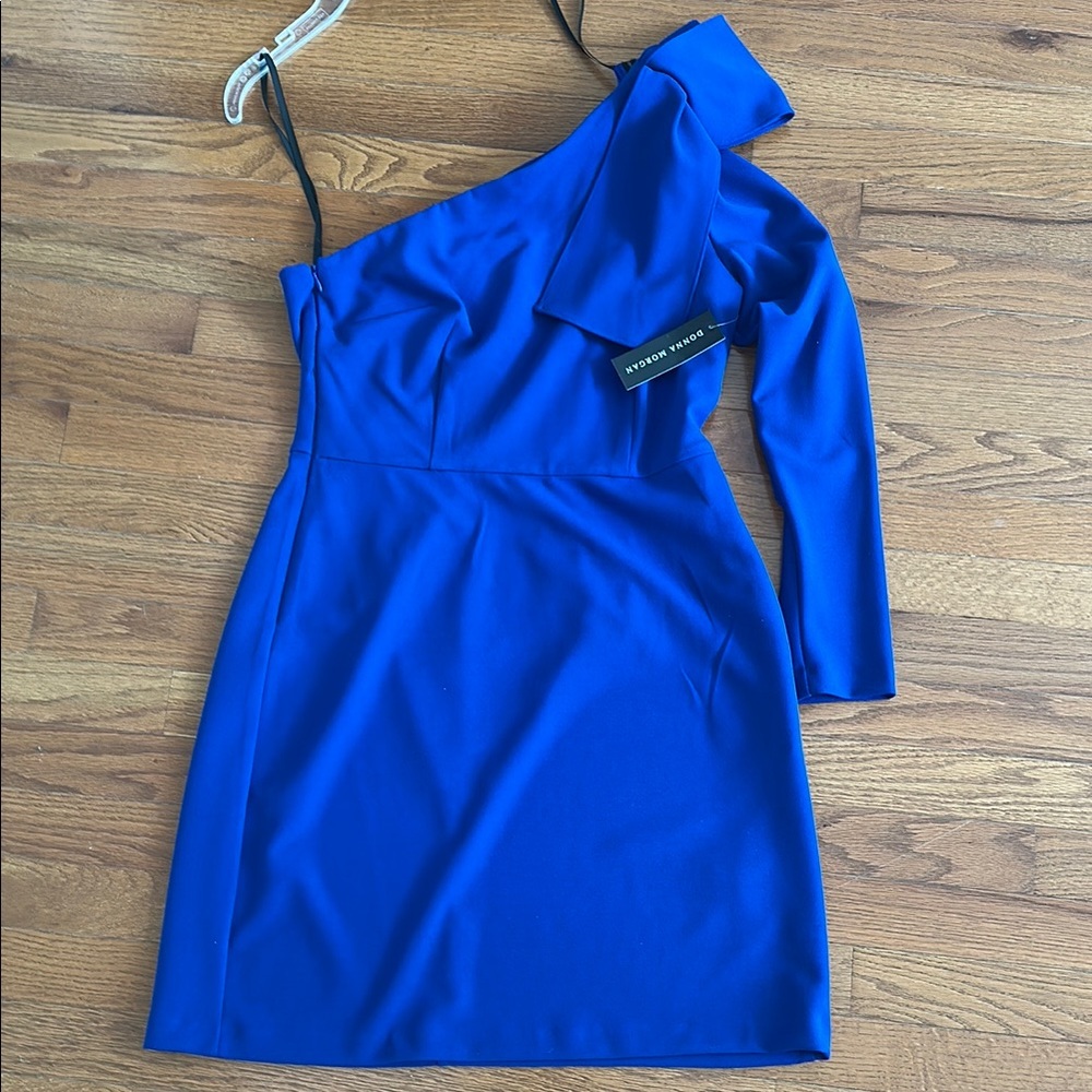 Donna Morgan Blue One-Shoulder Sheath Dress size 8